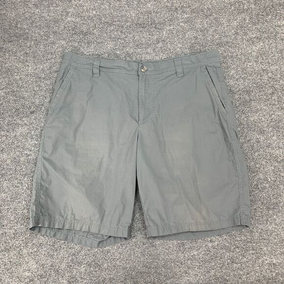 Columbia Short Mens 36 Dove Washed Out Flat Front Lightweight Cotton Khaki Chino - Picture 2 of 11